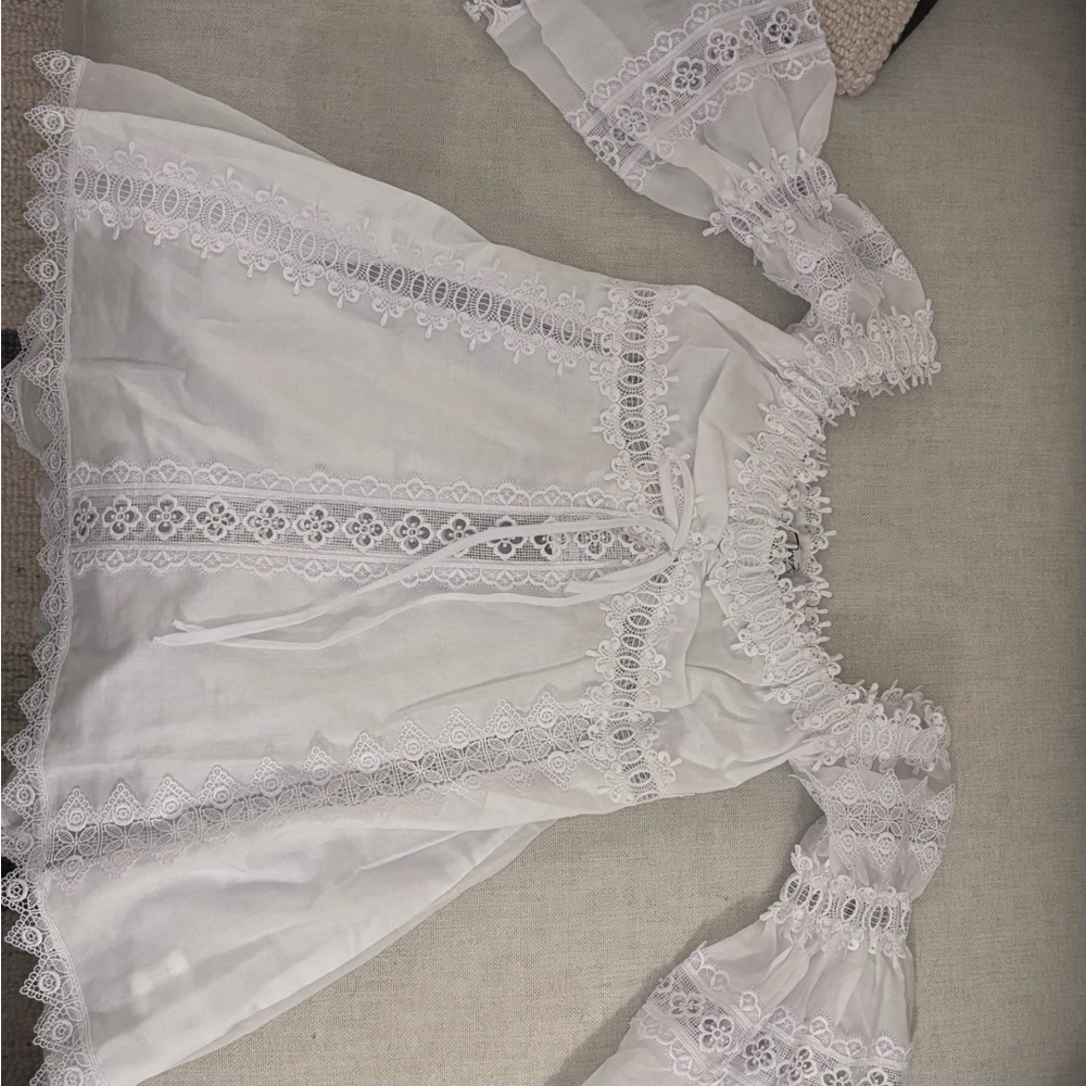 Charo Ruiz Ivory Lace Off-Shoulder Blouse